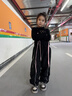 魅樂凱女童爵士舞演出服潮服女團(tuán)T臺(tái)走秀套裝舞蹈練功服兒童街舞服裝潮 蝴蝶黑衣+黑色長褲 120 建議身高110厘米左右 曬單實(shí)拍圖