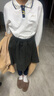 蘿卜唄唄（LUOBOBEIBEI）女童百褶短裙2024秋冬韓版兒童學(xué)院風(fēng)女孩毛呢半身裙 花黑色 140  曬單實(shí)拍圖