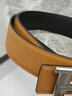 老車(chē)輪不帶頭皮帶條進(jìn)口頭層牛皮高檔無(wú)頭真皮腰帶替換原版愛(ài)馬男仕褲帶 3.8CM 黑+棕（白色線(xiàn)）平頭款 100cm 國碼（皮帶全長(cháng)） 曬單實(shí)拍圖