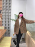 AEMAPE毛呢外套女2025年秋冬新款寬松顯瘦休閑加厚格子西裝領(lǐng)呢子大衣女 咖啡色 L 建議95-110斤 曬單實(shí)拍圖