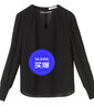 朗姿v領(lǐng)長(cháng)袖上衣女襯衣氣質(zhì)通勤高級感春新款法式時(shí)尚襯衫 黑色 L 曬單實(shí)拍圖