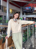 名創(chuàng  )優(yōu)品（MINISO）春秋季套裝女休閑運動(dòng)潮流女裝連帽開(kāi)衫衛衣闊腿褲兩件套韓系穿搭 【春秋款】奶白(甜品熊)+奶白 2XL (推薦體重150-170斤) 曬單實(shí)拍圖