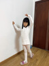 艾舞戈兒童舞蹈服秋冬季打底衣練功服女童緊身隱形肉色跳舞演出打底衫 【高彈上衣-秋冬加絨】白色 L 碼（身高115-135cm） 曬單實(shí)拍圖