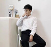 長袖襯衫男純色職場商務休閑職業(yè)正裝男士婚禮伴郎襯衣簡約上衣服 黑色加絨 XL 曬單實拍圖
