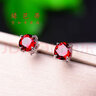 金店同款 莫桑比克石榴石耳釘女S925銀鑲紅寶石水晶耳環(huán)耳墜氣質(zhì)簡(jiǎn)約 純銀石榴石6X6毫米 曬單實(shí)拍圖