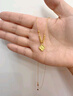 中國(guó)黃金（CHINA GOLD）K金項(xiàng)鏈四葉草圓珠吊墜鎖骨鏈送媽媽送老婆生日禮物情人節(jié)禮物 約1g 曬單實(shí)拍圖