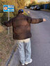 棉衣男冬季純色立領(lǐng)印花情侶保暖開衫上衣外套加絨加厚棉襖棉服男 黑色 4XL 曬單實拍圖