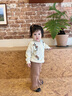 幼歌（YOUGE）嬰幼兒俏皮花邊褶皺毛線褲綿柔親膚花邊褲腳寬松長褲潮 卡其棕 80 cm 曬單實拍圖
