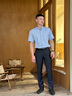 沙馳（SATCHI）男裝男士西褲秋冬新款商務(wù)桑蠶絲羊毛混紡褲子直筒男 深藍 34 曬單實(shí)拍圖