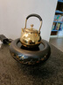 鶯歌燒鐵壺銀壺專用燒水茶道電陶爐 三足風(fēng)釜黑地梅花紋 黑地梅花+梨形金面壺套裝1件 曬單實(shí)拍圖