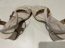 天美意涼鞋女商場同款粗跟百搭氣質(zhì)一字帶鞋夏款CL501BL4 米黃色 37 曬單實拍圖