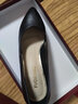 富貴鳥(niǎo)頭層牛皮高跟鞋女2023新款單鞋女粗跟尖頭淺口中跟工作鞋大碼女鞋 (4.9cm)黑色0019 36 曬單實(shí)拍圖