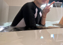 樂(lè )卡利 韓風(fēng)泳衣女長(cháng)袖 潛水沖浪服泡溫泉保守顯瘦連體三角沙灘學(xué)生游泳 韓系泳衣【黑色L   95-110斤】 曬單實(shí)拍圖