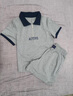 KBZ品牌跑步運動(dòng)服套裝女夏減齡簡(jiǎn)約休閑寬松顯瘦翻領(lǐng)短袖短褲兩件套 淺灰色 L 曬單實(shí)拍圖