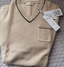 帕羅（PALUOPO）羊絨衫女v領(lǐng)拼色秋冬100%山羊絨打底條紋提花口袋時(shí)尚保暖針織衣 駝灰 M 160/100 曬單實(shí)拍圖