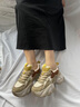 達芙妮（DAPHNE）復古厚底老爹鞋女2025夏季系帶休閑鞋女時(shí)尚增高運動(dòng)鞋學(xué)生跑步鞋 卡其色 37 曬單實(shí)拍圖