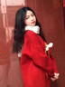 AEMAPE大吉大橘紅色毛衣女節日氛圍高級感針織打底衫加厚閨蜜情侶裝外套 紅色 均碼 -85-135斤 曬單實(shí)拍圖