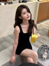 涵依婷黑色修身吊帶裙女新款中長(cháng)款打底裙緊身包臀連衣裙外穿法式氣質(zhì)裙 黑色 L 曬單實(shí)拍圖