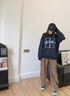 卡爾美（KELME） × WIND AND SEA 潮牌聯(lián)名款圓領(lǐng)衛(wèi)衣男秋季新款磨毛套頭衫 深藍(lán)色 M 曬單實(shí)拍圖