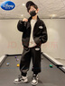 G.DUCKKIDS小黃鴨男童春秋裝套裝中大兒童春秋款運動(dòng)服4-15歲小男孩洋氣時(shí)髦 黑色 170 cm(170cm) 曬單實(shí)拍圖