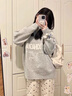 風(fēng)采兔 毛衣女2024秋冬新款國潮甜美撞色字母慵懶風(fēng)美式高街圓領(lǐng)針織衫 灰色 均碼 曬單實(shí)拍圖