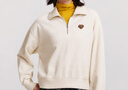 森馬（Semir）衛衣女冬半拉鏈立領(lǐng)小狗oversize條紋抓絨套頭衫疊穿復古上衣 淺花灰00232 L 曬單實(shí)拍圖