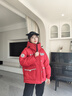 波司登（BOSIDENG）【太空聯(lián)名】羽絨服新國(guó)標(biāo)90絨男女短款升級(jí)3.0科技鎖溫保暖外套 新年紅1736 XS 155/80A 曬單實(shí)拍圖