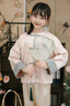 英氏（YEEHOO）兒童漢服女童唐裝春季淑女國風(fēng)新中式盤(pán)扣外套春裝復古中大童裝 夢(mèng)澤花羽淺粉 150 曬單實(shí)拍圖