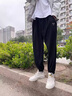 361°褲子男休閑褲運(yùn)動(dòng)褲秋冬季衛(wèi)褲男士運(yùn)動(dòng)服飾籃球跑步訓(xùn)練束腳長(zhǎng)褲 超級(jí)黑 XL 曬單實(shí)拍圖
