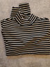 百圖betu女裝秋冬新款T恤條紋半高領(lǐng)保暖打底衫抗菌長(cháng)袖女2310T43 黑白條 XS 曬單實(shí)拍圖