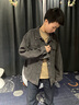 POUM男裝聯(lián)名夾克男秋冬新款寬松高街潮牌十字架美式復(fù)古上衣情侶外套 WKXS-X371灰色 XL 曬單實(shí)拍圖