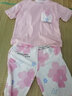 短袖睡衣女帶胸墊春夏純棉質(zhì)七分褲家居服休閑加肥大碼少女士套裝 STS85134淺粉小花帶胸墊 M 曬單實(shí)拍圖