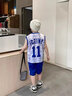 卡兔藍貓（KATULANMAO）男童籃球服網(wǎng)眼速干套裝無(wú)袖夏季背心兒童中大童運動(dòng)11號寶寶球衣 藍色 140cm 曬單實(shí)拍圖