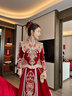 泰勒馬丁絲絨秀禾服新娘婚紗2025新款秋冬結(jié)婚禮服古裝嫁衣敬酒服龍鳳褂 8188 M 曬單實(shí)拍圖