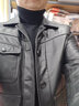 凱撒（KAISER）真皮皮衣男海寧頭層小牛皮短款商務(wù)休閑中青年西裝領(lǐng)多口袋外套潮 黑色 170/L 適合體重110-130斤 曬單實(shí)拍圖
