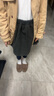 蘿卜唄唄（LUOBOBEIBEI）女童百褶短裙2024秋冬韓版兒童學(xué)院風(fēng)女孩毛呢半身裙 花黑色 140  曬單實(shí)拍圖