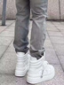 啄木鳥(niǎo)高幫板鞋男鞋增高12cm隱形內增高鞋10cm運動(dòng)休閑鞋小白老爹鞋子男 高幫白色12cm(隱形內增高可拆卸款） 41 曬單實(shí)拍圖