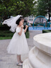 拉比童裝裙子連衣裙2025夏季女童短袖網(wǎng)紗泡泡袖娃娃領(lǐng) 米白 110 曬單實(shí)拍圖