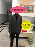 柒牌【高端系列】平駁領(lǐng)西裝男秋冬磨毛針織商務(wù)休閑單西外套 曬單實(shí)拍圖