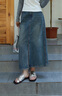 歌力思（ELLASSAY）【博主同款】秋季新款水洗做舊新復古回潮高腰牛仔半身裙女 牛仔藍 S 曬單實(shí)拍圖