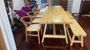 BUI北歐實木現(xiàn)代簡約餐桌椅組合長方形家用美式餐廳客廳工作臺吃飯桌 240厚5cm餐桌+4Y椅+2長凳 上門安裝 曬單實拍圖