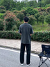 Cebrodz法國 休閑褲男秋季高級感闊腿男褲運動(dòng)寬松直筒衛褲男士加絨褲子 黑色 XL 曬單實(shí)拍圖