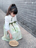 mlgt kids童裝女童古裝連衣裙2025新款女寶春裝米綠色親膚漢服公主裙 米綠色 90 cm 曬單實拍圖