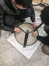 皇冠達巖板茶幾陽臺小桌子辦公室輕奢圓桌小戶型臥室輕奢高級感客廳茶桌 黑架+啞光白巖板 【大號】桌面直徑50cm 曬單實拍圖