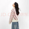 對白美式半拉鏈套頭毛衣女秋冬2025新款寬松不規則撞色條紋針織衫 風(fēng)鈴紫 L 曬單實(shí)拍圖