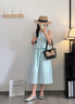 自巧小個(gè)子冰藍色氣質(zhì)圓領(lǐng)無(wú)袖連衣裙女夏季2024新款假兩件中長(cháng)裙 薄荷冰藍 M (4碼) 曬單實(shí)拍圖