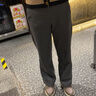 皮爾卡丹加厚毛呢闊腿褲女褲子秋新款寬松顯瘦直筒褲呢子褲垂感休閑褲 深灰色 L 100-115斤 曬單實(shí)拍圖