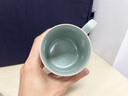 漢帝唐韻 龍泉青瓷辦公杯汝窯大容量茶杯手工陶瓷杯子帶蓋高檔泡茶杯乳濁釉 小號青霧杯 400ML禮盒裝 曬單實拍圖