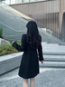 AUI黑色小香風連衣裙女2023秋冬季新款名媛氣質(zhì)收腰泡泡袖長袖a字裙 黑色 M 曬單實拍圖