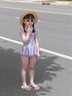 IVY HOUSE常春藤兒童裝女童夏季連體泳衣褲寶寶泳裝泳帽浪漫靈動(dòng)美人魚(yú)造型 粉色泳裝 110 曬單實(shí)拍圖